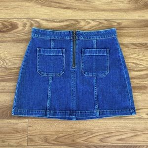 Madewell Denim Zip Front Mini Skirt Pockets Size 30